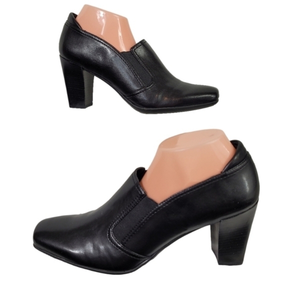 Franco Sarto Black Calypso Faux Leather Slip On Heeled Mules - Picture 1 of 12
